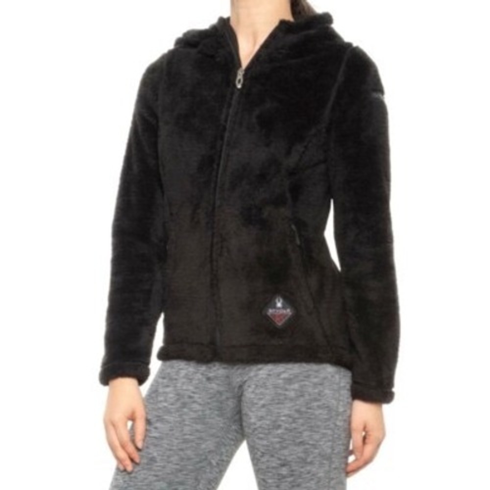 Spyder Womens Black High Pile Fleece Full Zip Hooded Jacket SPEDB235-001 Size L
